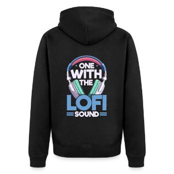 Lofi Music Lover Low Fidelity Japanese Aesthetic - Unisex Premium Organic Zip Hoodie - black - Back - Nico (187cm)