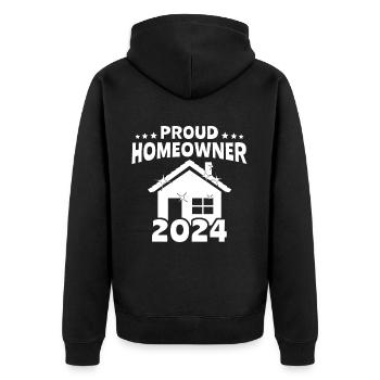 Hausbesitzer Homeowner - Unisex Premium Bio Zip Hoodie - Schwarz - Hinten - Nico (187cm)