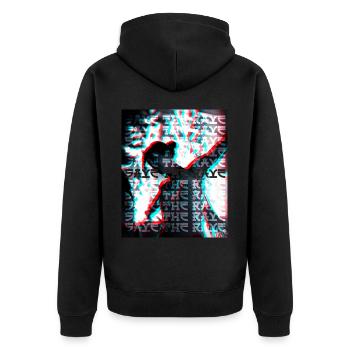 Techno Aesthetic Goth Japan Save The Rave - Unisex Premium Bio Zip Hoodie - Schwarz - Hinten - Nico (187cm)