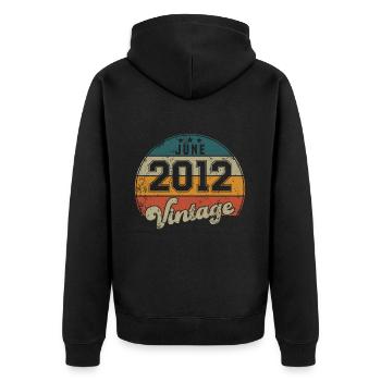 Vintage Geburtstag - Juni 2012 - Geschenkidee - Unisex Premium Bio Zip Hoodie - Schwarz - Hinten - Nico (187cm)