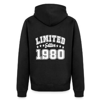 Édition limitée 1980 - Veste à capuche bio Premium Unisexe - noir - Dos - Nico (187cm)