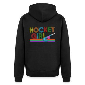 Hockey sur gazon Rétro Hockey Fille - Veste à capuche bio Premium Unisexe - noir - Dos - Nico (187cm)