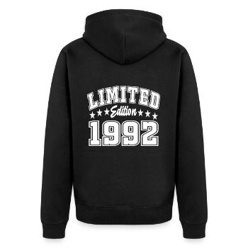 Limited Edition 1992 - Unisex Premium Organic Zip Hoodie - black - Back - Nico (187cm)