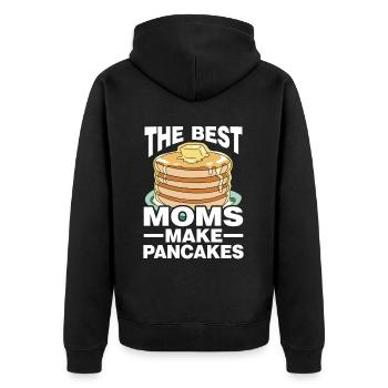 Pfannkuchen Spruch Frühstück Pfannkuchen - Unisex Premium Bio Zip Hoodie - Schwarz - Hinten - Nico (187cm)