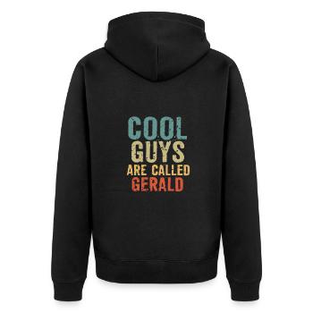 Cool guys are called Gerald - Unisex Premium Organic Zip Hoodie - black - Back - Nico (187cm)