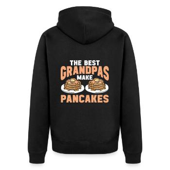 Pfannkuchen Spruch Frühstück Pfannkuchen - Unisex Premium Bio Zip Hoodie - Schwarz - Hinten - Nico (187cm)