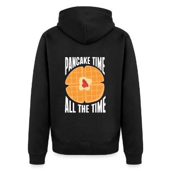 Pfannkuchen Spruch Frühstück Pfannkuchen - Unisex Premium Bio Zip Hoodie - Schwarz - Hinten - Nico (187cm)