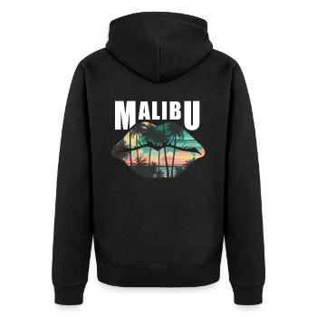 Malibu Beach Lips Tropical Summer Retro Sunset - Unisex Premium Bio Zip Hoodie - Schwarz - Hinten - Nico (187cm)