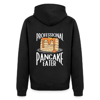 Pfannkuchen Spruch Frühstück Pfannkuchen - Unisex Premium Bio Zip Hoodie - Schwarz - Hinten - Nico (187cm)