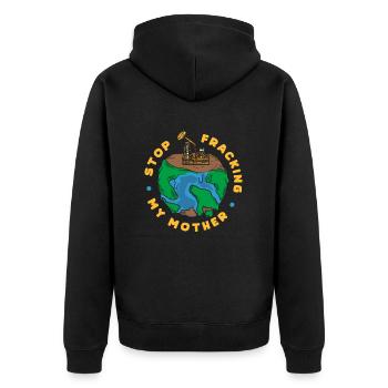 Oilfield Oil Rig Fracking - Unisex Premium Organic Zip Hoodie - black - Back - Nico (187cm)
