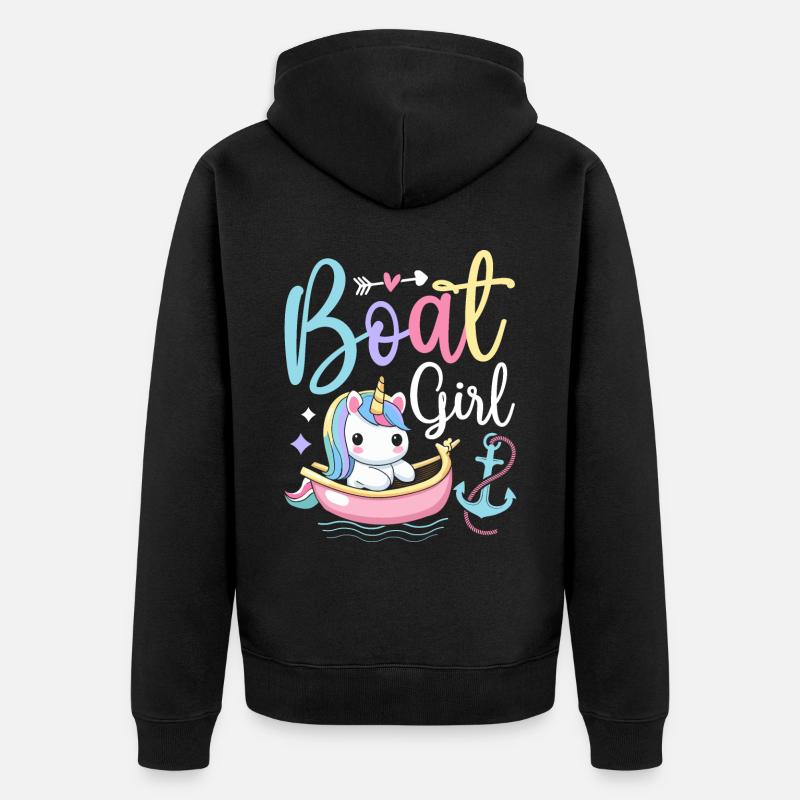 Bootfahren Bootsführer Bootsfahrer - Unisex Premium Bio Zip Hoodie - Schwarz