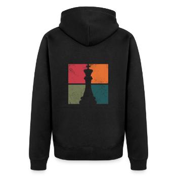 Schach - Unisex Premium Bio Zip Hoodie - Schwarz - Hinten - Nico (187cm)