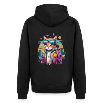 Feline Future: When Cats Conquer the Cyber World - Unisex Premium Organic Zip Hoodie - black - Back - Nico (187cm)