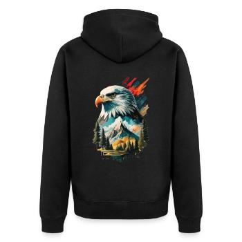 The Freedom of the Sky: Eagles and Mountain Landscape - Unisex Premium Organic Zip Hoodie - black - Back - Nico (187cm)