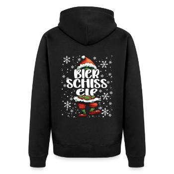 Weihnachtsoutfit Bierschiss Elf - Unisex Premium Bio Zip Hoodie - Schwarz - Hinten - Nico (187cm)