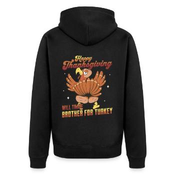 Joyeux Thanksgiving - Échangera son frère contre la Turquie - Veste à capuche bio Premium Unisexe - noir - Dos - Nico (187cm)