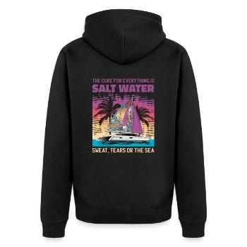 Catamaran-Boot Segelboot Segeln Segler - Unisex Premium Bio Zip Hoodie - Schwarz - Hinten - Nico (187cm)