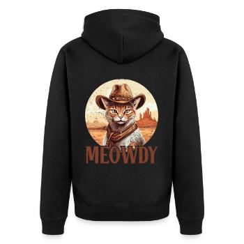 Meowdy Cat Miow Cowboy Hat Country Musik Texas - Unisex Premium Bio Zip Hoodie - Schwarz - Hinten - Nico (187cm)