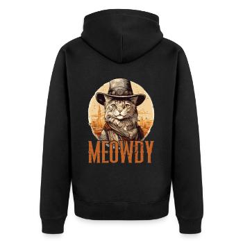 Meowdy Cat Miow Cowboy Hat Country Musik Texas - Unisex Premium Bio Zip Hoodie - Schwarz - Hinten - Nico (187cm)