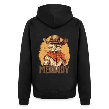 Meowdy Cat Miow Cowboy Hat Country Musik Texas - Unisex Premium Bio Zip Hoodie - Schwarz - Hinten - Nico (187cm)