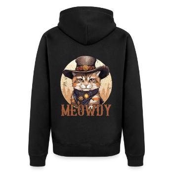 Meowdy Cat Miow Cowboy Hat Country Musik Texas - Unisex Premium Bio Zip Hoodie - Schwarz - Hinten - Nico (187cm)