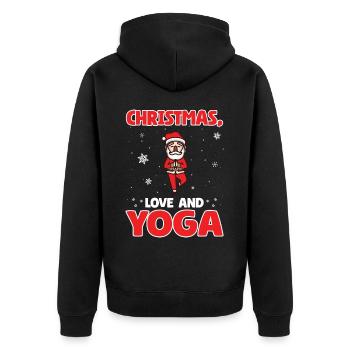 Yogini Yoga Meditation Weihnachten, Liebe und Yoga - Unisex Premium Bio Zip Hoodie - Schwarz - Hinten - Nico (187cm)