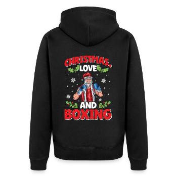 Christmas Love Boxing Boxer Weihnachtsgeschenk - Unisex Premium Bio Zip Hoodie - Schwarz - Hinten - Nico (187cm)
