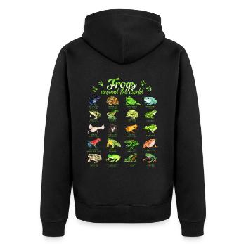 Frösche der Welt - Frosch - Unisex Premium Bio Zip Hoodie - Schwarz - Hinten - Nico (187cm)