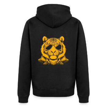 Tiger - Unisex Premium Organic Zip Hoodie - black - Back - Nico (187cm)