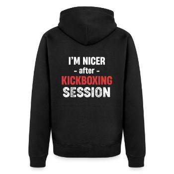 Ich Bin Netter Nach Dem Kickboxen Instruktor - Unisex Premium Bio Zip Hoodie - Schwarz - Hinten - Nico (187cm)