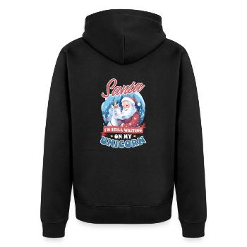 Père Noël Licorne de Noël qui attend toujours la Licorne - Veste à capuche bio Premium Unisexe - noir - Dos - Nico (187cm)