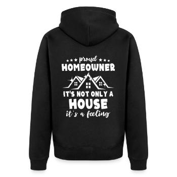 Homeowner New Home - Unisex Premium Bio Zip Hoodie - Schwarz - Hinten - Nico (187cm)