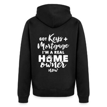 Homeowner New Home - Unisex Premium Bio Zip Hoodie - Schwarz - Hinten - Nico (187cm)