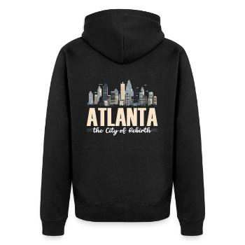 Atlanta City, Georgia, USA, Amerika, Vereinigte Staaten - Unisex Premium Bio Zip Hoodie - Schwarz - Hinten - Nico (187cm)