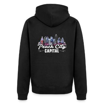 Atlanta City, Georgia, USA, Amerika, Vereinigte Staaten - Unisex Premium Bio Zip Hoodie - Schwarz - Hinten - Nico (187cm)