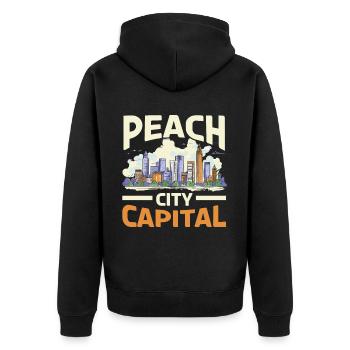 Atlanta City, Georgia, USA, Amerika, Vereinigte Staaten - Unisex Premium Bio Zip Hoodie - Schwarz - Hinten - Nico (187cm)