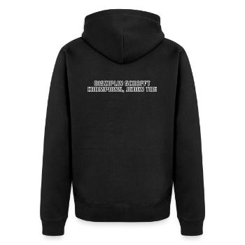 Fitness - La discipline crée des champions, tous les jours - Veste à capuche bio Premium Unisexe - noir - Dos - Nico (187cm)