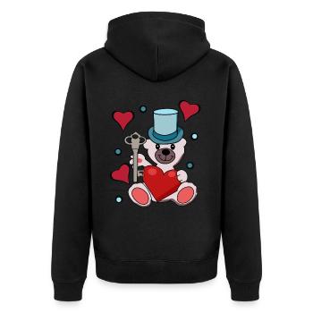 Saint-Valentin Saint-Valentin ours en peluche amour clé - Veste à capuche bio Premium Unisexe - noir - Dos - Nico (187cm)