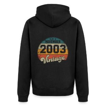 Vintage Geburtstag - November 2003 - Geschenkidee - Unisex Premium Bio Zip Hoodie - Schwarz - Hinten - Nico (187cm)