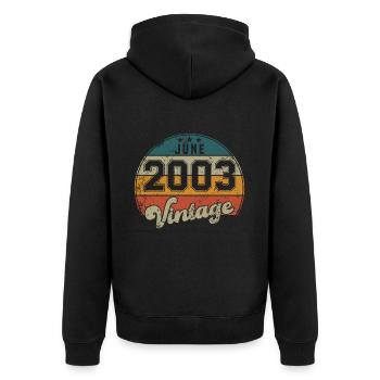 Vintage Geburtstag - Juni 2003 - Geschenkidee - Unisex Premium Bio Zip Hoodie - Schwarz - Hinten - Nico (187cm)