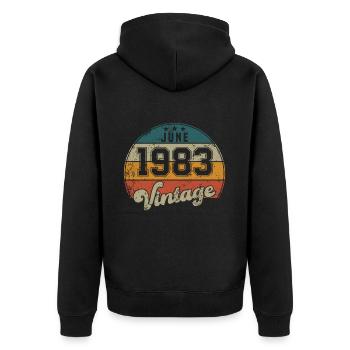Vintage Geburtstag - Juni 1983 - Geschenkidee - Unisex Premium Bio Zip Hoodie - Schwarz - Hinten - Nico (187cm)