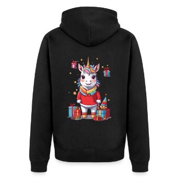 Magisches Einhorn an Weihnachten Winter Design - Unisex Premium Bio Zip Hoodie - Schwarz - Hinten - Nico (187cm)