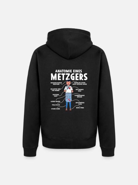 Anatomie eines Metzgers - Unisex Premium Bio Zip Hoodie - Schwarz
