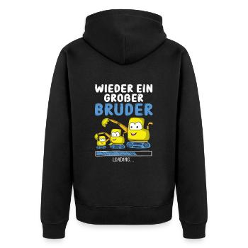 Wieder Ein Großer Bruder 2024 Ankündigung - Unisex Premium Bio Zip Hoodie - Schwarz - Hinten - Nico (187cm)