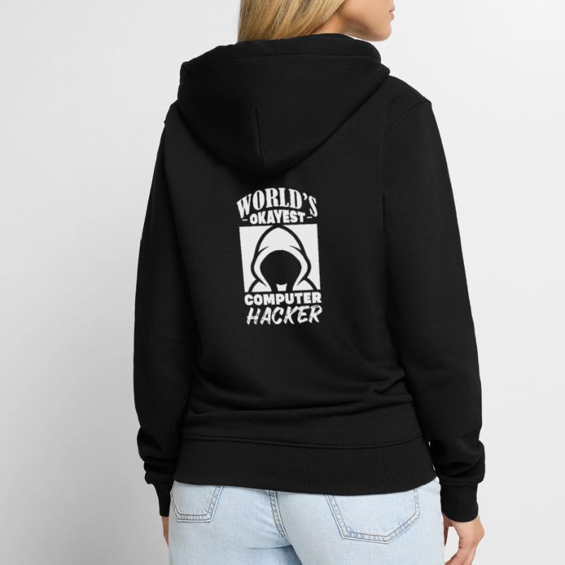 Hacker Coder Computer Hacking Gift Unisex Premium Organic Zip Hoodie