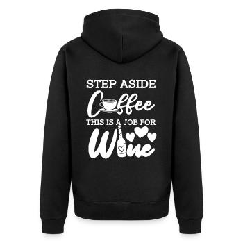 Wein Winzer Kaffee Wein - Unisex Premium Bio Zip Hoodie - Schwarz - Hinten - Nico (187cm)