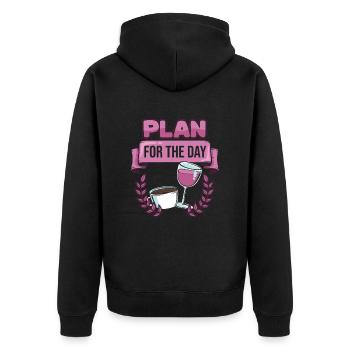 Coffee Cafe Coffee Wine Plan For The Day - Unisex Premium Organic Zip Hoodie - black - Back - Nico (187cm)