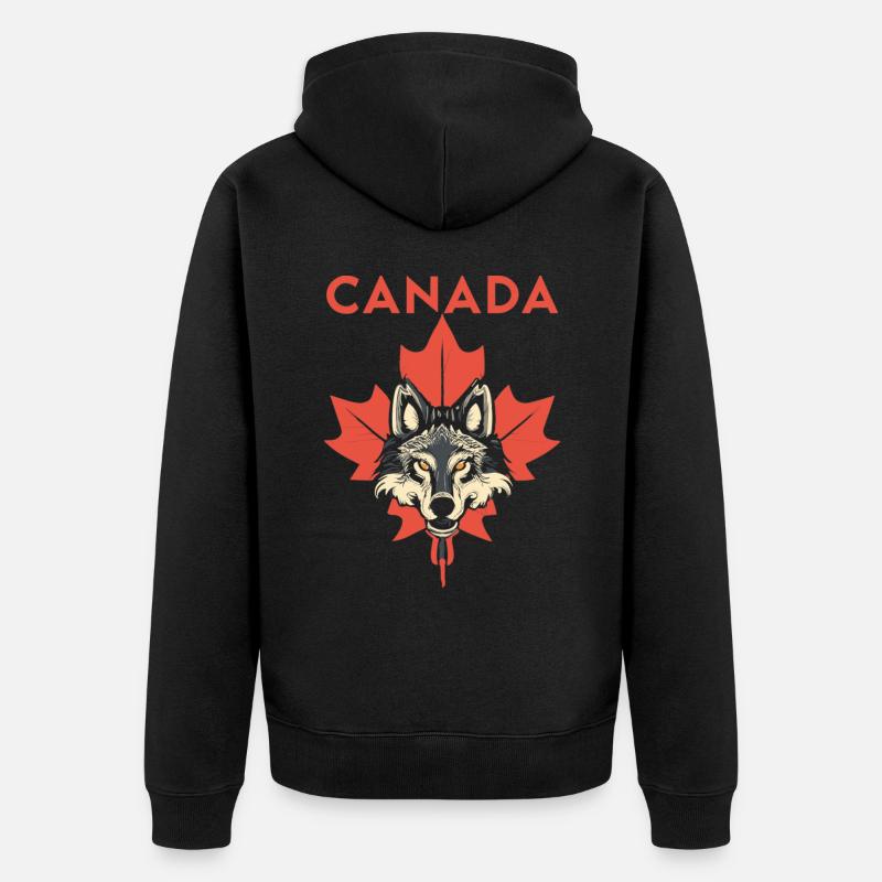 Canada Wolf Feuille d’érable - Veste à capuche bio Premium Unisexe - noir
