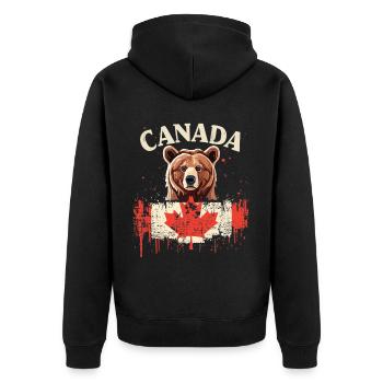 Kanadischer Bärenstolz - Unisex Premium Bio Zip Hoodie - Schwarz - Hinten - Nico (187cm)