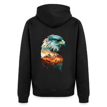 Eagle View: Mountain Landscape and Majesty of the Skies - Unisex Premium Organic Zip Hoodie - black - Back - Nico (187cm)